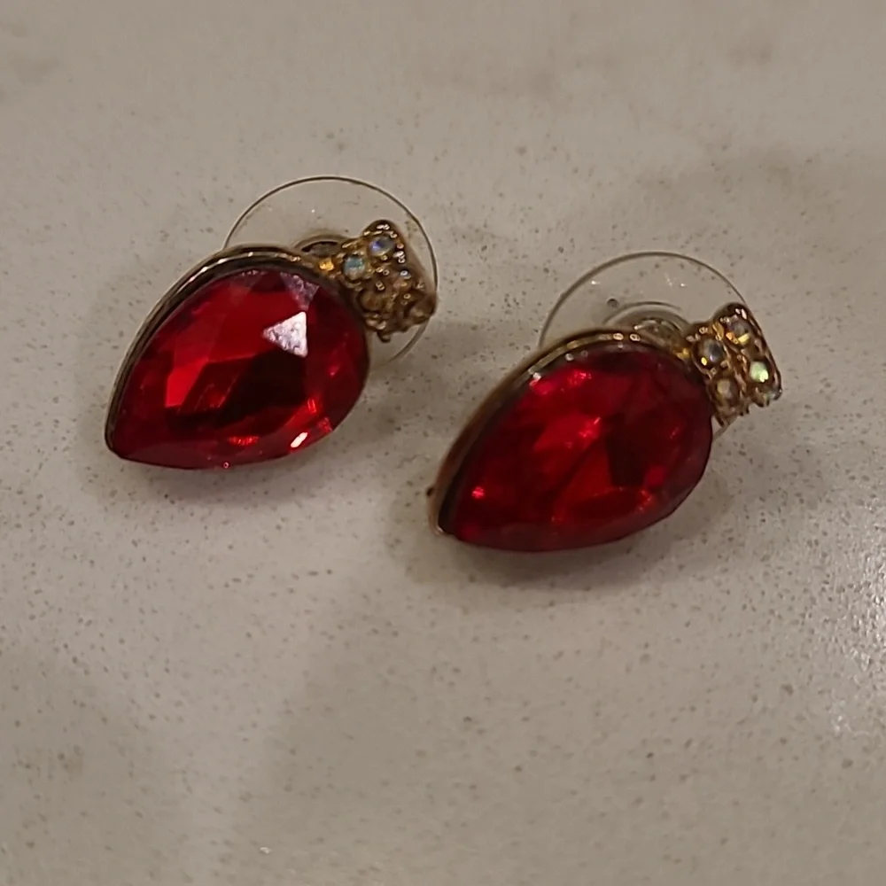 Gorgeous Betsey Johnson Red Earrings with Cubics